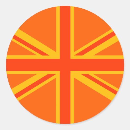 Sticker Rond Gras orange Union Jack Britanniques Drapeau Swag (Devant)