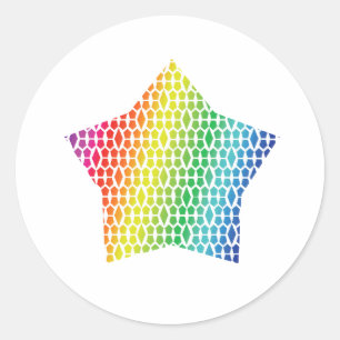 Sticker Rond Gras Rainbow Honeycomb et diamant étoile Motif