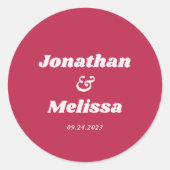 Sticker Rond Gras Retro brillant Viva Magenta Hot Pink Mariage (Devant)