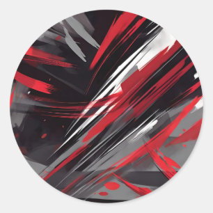 Sticker Rond Gras Rouge Et Gris Dynamique
