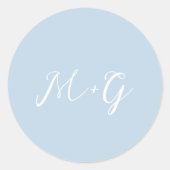 Sticker Rond Gras Script Poudre Bleu Mariage élégant (Devant)