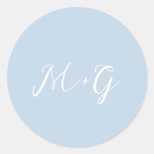 Sticker Rond Gras Script Poudre Bleu Mariage élégant (Devant)