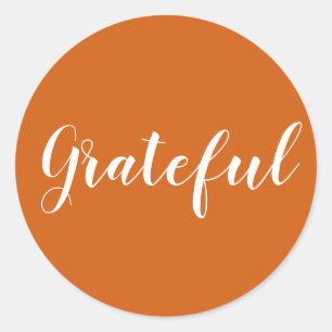 Sticker Rond Grateful citrouille épice script moderne de remerc