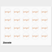 Sticker Rond Grateful orange épice script moderne thansgiving (Feuille)