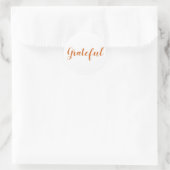 Sticker Rond Grateful orange épice script moderne thansgiving (Sac)