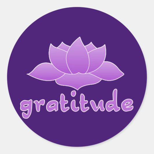 Sticker Rond Gratitude avec Lotus violet (Devant)
