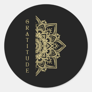 Sticker Rond Gratitude Dala Typographie Zen Namaste Yoga Medita