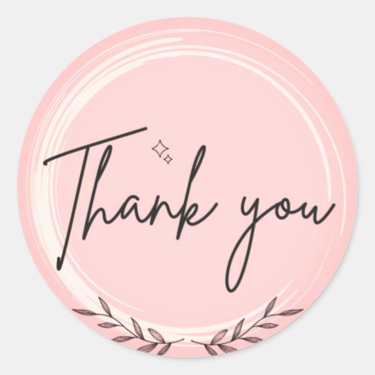 Sticker Rond "Gratitude en impression : Merci Sticker-Rose (Devant)