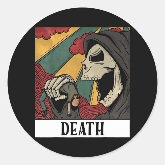 Sticker Rond Grave Faucheuse Skeleton Tarot Card Blackcraft Hom (Devant)