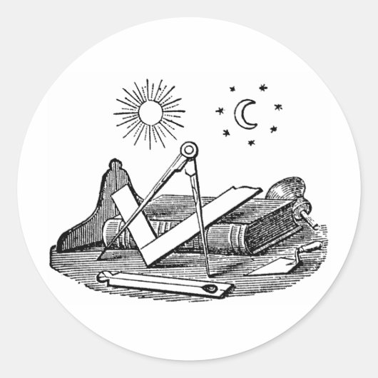 Sticker Rond Gravure maçonnique G Kenning du 19e siècle (Devant)
