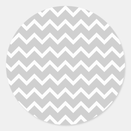 Sticker Rond Gray and White Zigzag Stripes. (Devant)