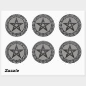 Sticker Rond Gray Magick noir Pentacle Witchcraft (Feuille)