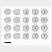 Sticker Rond Gray & Marbre blanc Chic Look Glamor (Feuille)