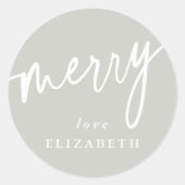 Sticker Rond Gray Vert+Blanc 'Joyeux' Noël/Fête (Devant)