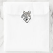 Sticker Rond Gray Wolf Design (Sac)