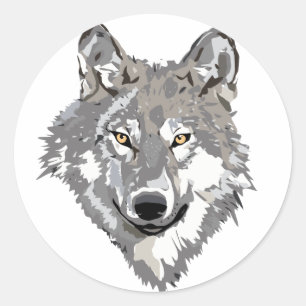Sticker Rond Gray Wolf Design