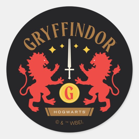 Sticker Rond GRAYFFINDOR™ Maison double Lion épée graphique (Devant)