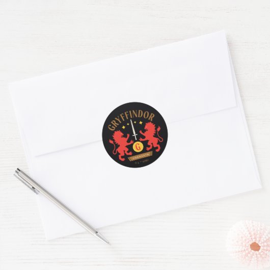 Sticker Rond GRAYFFINDOR™ Maison double Lion épée graphique (Enveloppe)