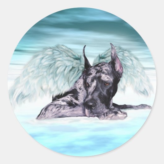 Sticker Rond Great Dane Angel Merle (Devant)