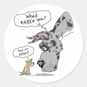 Sticker Rond Great dane et chiwawa Merle