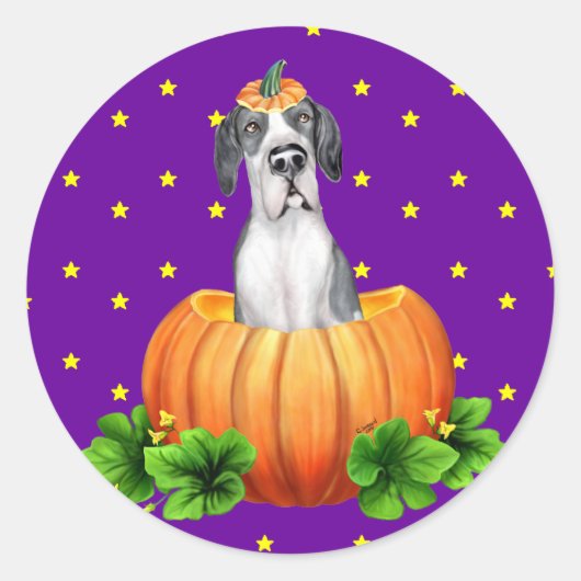 Sticker Rond Great Dane Halloween Mantle UC Dane-O-Lantern (Devant)