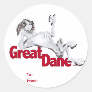 Sticker Rond Great Dane Laid Back Harlequin UC