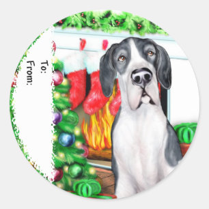 Sticker Rond Great Dane Stockings Mantle UC Tags Gift