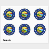 Sticker Rond Great Falls Montana (Feuille)