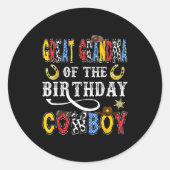 Sticker Rond Great Grandma Of The Birthday Cowboy Western Rodeo (Devant)