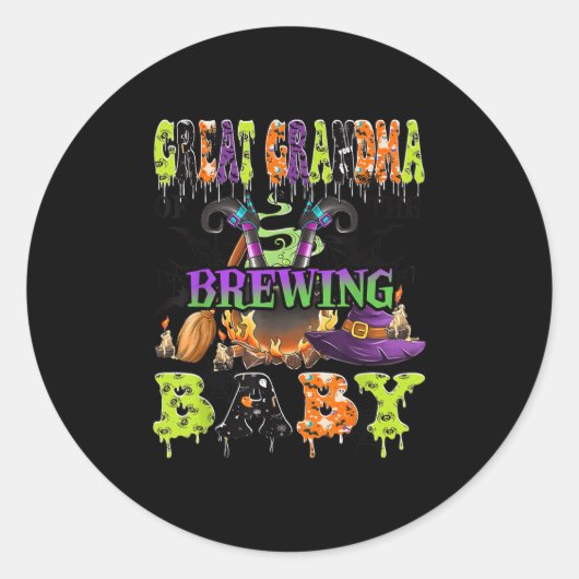 Sticker Rond Great Grandma Of The Brewing Baby Halloween Baby S (Devant)