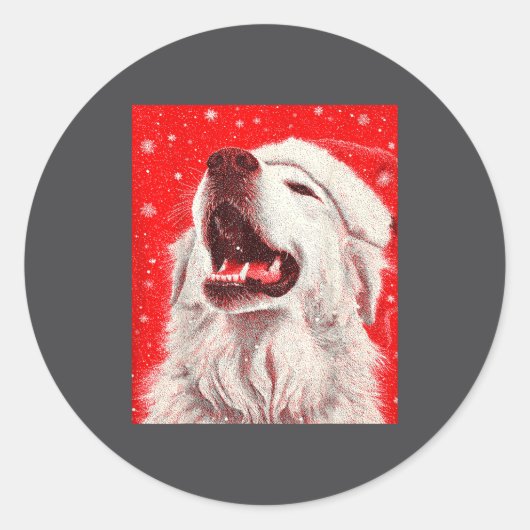 Sticker Rond Great Pyrenees Christmas  (Devant)