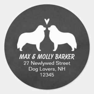 Sticker Rond Great Pyrenees Silhouettes Love Adresse de retour