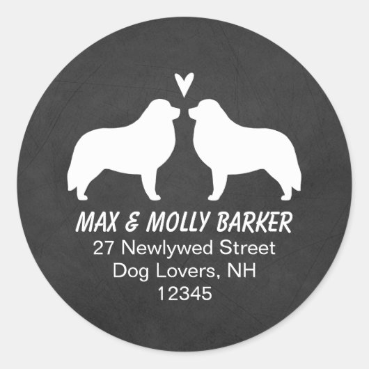 Sticker Rond Great Pyrenees Silhouettes Love Adresse de retour (Devant)