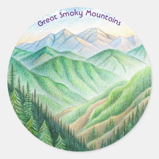 Sticker Rond Great Smoky Mountains National Park Croquis (Devant)