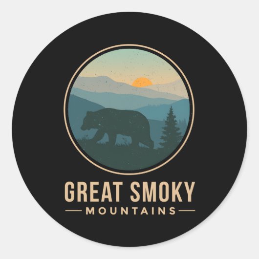 Sticker Rond Great Smoky Mountains Parc national Ours (Devant)