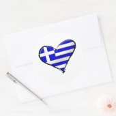 Sticker Rond Grec love - J'aime Grèce drapeau amour coeur (Enveloppe)