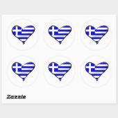 Sticker Rond Grec love - J'aime Grèce drapeau amour coeur (Feuille)