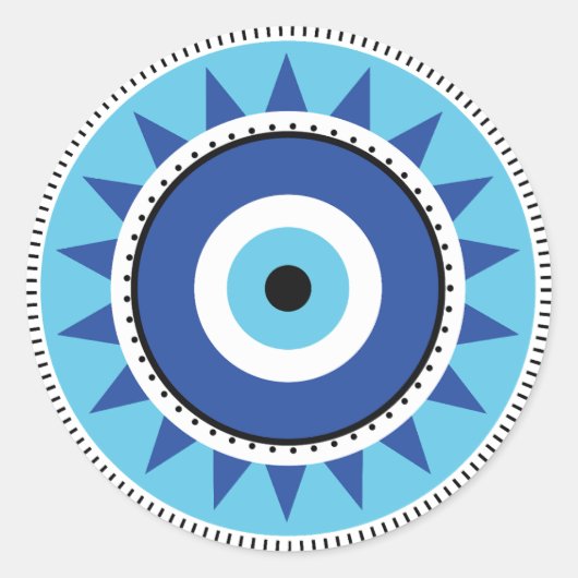 Sticker Rond Grec Mal Eye Bleu (Devant)