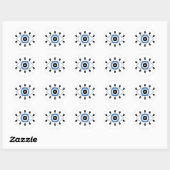 Sticker Rond Grec Mal Oeil Bleu Noir Blanc (Feuille)