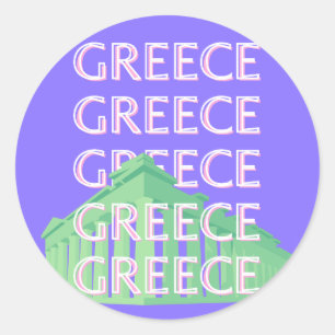 Sticker Rond Grèce, Athènes Travel Art