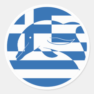 Sticker Rond Grèce Dauphin commun Drapeau animal national grec