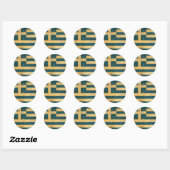 Sticker Rond Grèce Drapeau Vintage Grunge Design (Feuille)