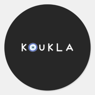 Sticker Rond Grèce Koukla mal oeil grec Pride grecque Grèce