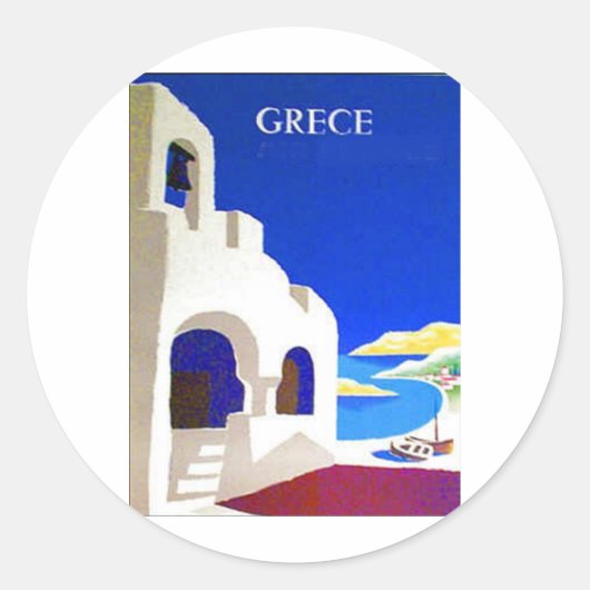 Sticker Rond Grèce vintage (Devant)