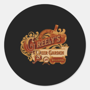 Sticker Rond Greely'S Beer Garden Billard Western Movie