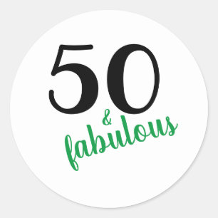 Sticker Rond Green 50 et fabuleux Cinquantième fête d'anniversa