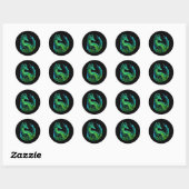Sticker Rond Green Abstrait Dragon Nature Design (Feuille)