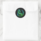 Sticker Rond Green Abstrait Dragon Nature Design (Sac)