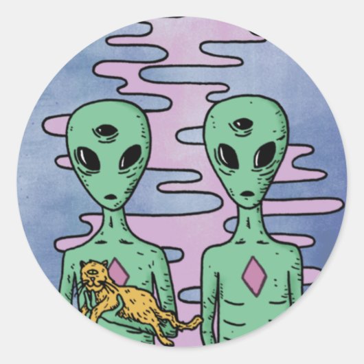 Sticker Rond Green Alien  (Devant)