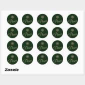 Sticker Rond Green and Gold Snowflop Peace Holiday (Feuille)